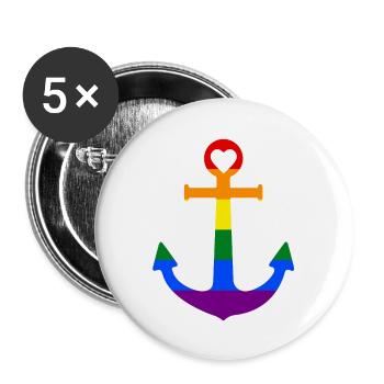 Ancre arc-en-ciel - Lot de 5 grands badges (56 mm) - blanc - Devant