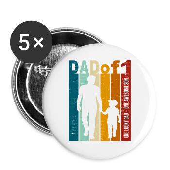 Papa & Sohn Geschenk – Vintage Design zum Vatertag - Buttons groß 56 mm (5er Pack) - Weiß - Vorne