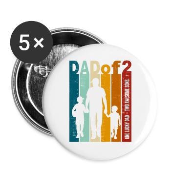 Papa & Söhne Geschenk Vintage Design zum Vatertag - Buttons groß 56 mm (5er Pack) - Weiß - Vorne