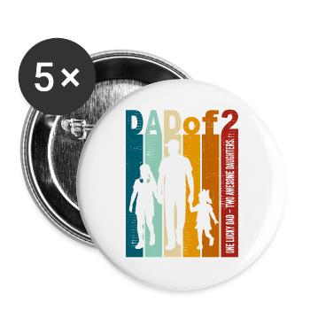 Dad & Daughters Gift Vintage Design Father's Day - Buttons large 2.2''/56 mm (5-pack) - white - Front