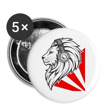 Stylischer Löwe mit Kopfhörern - Buttons groß 56 mm (5er Pack) - Weiß - Vorne