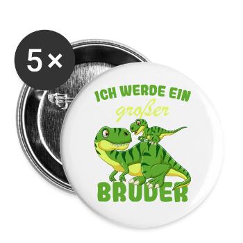 Nachwuchs Verkünden | Ich Werde Großer Bruder 2027 - Buttons groß 56 mm (5er Pack) - Weiß - Vorne