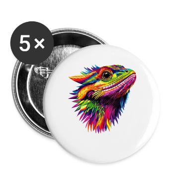 Bearded Dragon Lizard Bearded Dragon Cute Bearded Dragons - Buttons large 2.2''/56 mm (5-pack) - white - Front