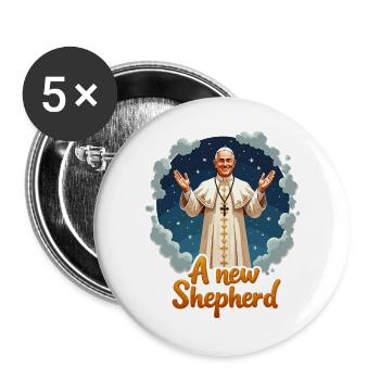 Ein Neuer Hirte - Buttons groß 56 mm (5er Pack) - Weiß - Vorne