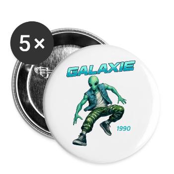 Galaxy 1990 Alien Retro Look - Buttons large 2.2''/56 mm (5-pack) - white - Front
