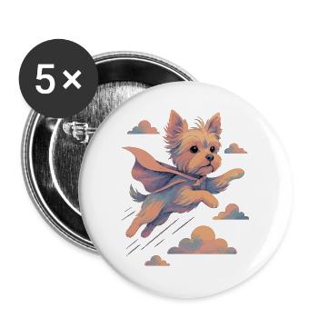 Super Dog Yorkshire Terrier Cape Cape Gift - Buttons large 2.2''/56 mm (5-pack) - white - Front