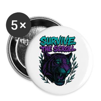 Tieger modern - Buttons groß 56 mm (5er Pack) - Weiß - Vorne
