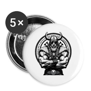 Norse Mythology Viking Warrior Valhalla - Buttons large 2.2''/56 mm (5-pack) - white - Front
