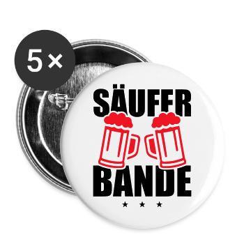 Säufer Bande - Buttons groß 56 mm (5er Pack) - Weiß - Vorne
