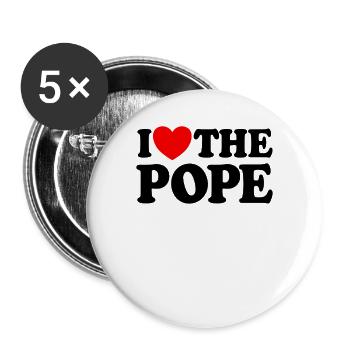 I love the Catholic Pope with a red heart - Buttons large 2.2''/56 mm (5-pack) - white - Front