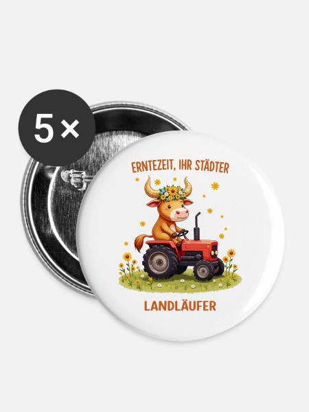 Erntezeit Landläufer - Buttons groß 56 mm (5er Pack) - Weiß