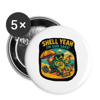 Shell Yeah – Sun Safe Turtle - Buttons groß 56 mm (5er Pack) - Weiß - Vorne