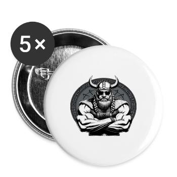 VA-THOR WIKINGER Vater Papa Viking Vatertag - Buttons groß 56 mm (5er Pack) - Weiß - Vorne