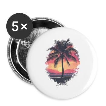 palmier coucher de soleil été - Lot de 5 grands badges (56 mm) - blanc - Devant