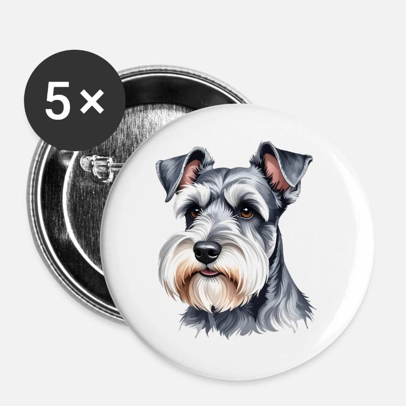 Miniature Schnauzer - Buttons large 2.2''/56 mm (5-pack) - white