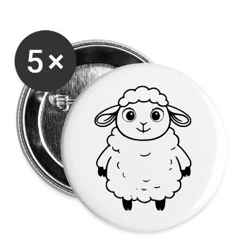 Fluffy Sheep as Vector Graphics - Buttons large 2.2''/56 mm (5-pack) - white - Front