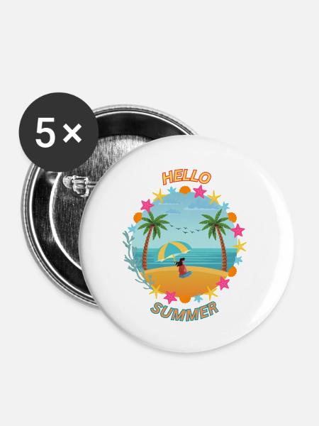 Hallo Sommer - Buttons groß 56 mm (5er Pack) - Weiß