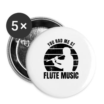 Drôle de joueur de flûte dicton - Lot de 5 grands badges (56 mm) - blanc - Devant