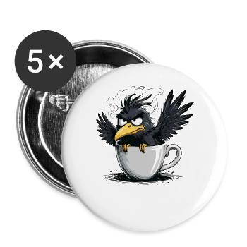 Vogel Keinen Bock Kaffee Bevor Du Fragst Nein - Buttons groß 56 mm (5er Pack) - Weiß - Vorne