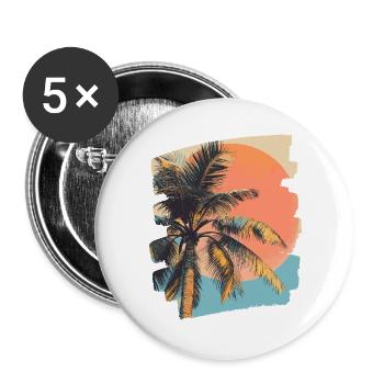 palmier coucher de soleil soleil d’été - Lot de 5 grands badges (56 mm) - blanc - Devant