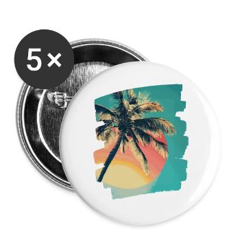 palmier coucher de soleil soleil d’été - Lot de 5 grands badges (56 mm) - blanc - Devant