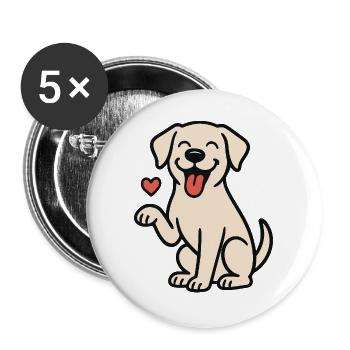 Cheerful dog-like graphic decoration - Buttons large 2.2''/56 mm (5-pack) - white - Front
