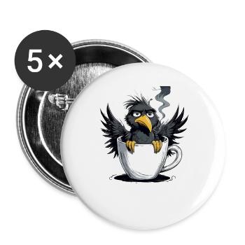 Vogel Keinen Bock Kaffee Bevor Du Fragst Nein - Buttons groß 56 mm (5er Pack) - Weiß - Vorne
