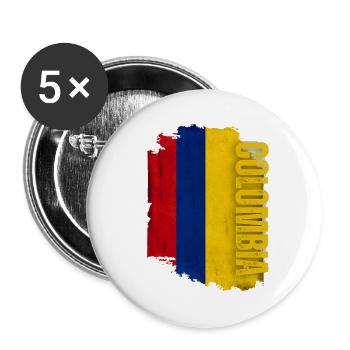 Vertikale Kolumbien Flagge, ich liebe Kolumbien - Buttons groß 56 mm (5er Pack) - Weiß - Vorne