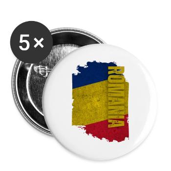 Romania Flag Vertical, Master Romania - Buttons large 2.2''/56 mm (5-pack) - white - Front