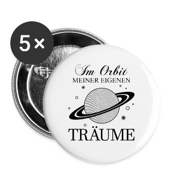 Saturn / Der Ringplanet / Planet der Ringe - Buttons groß 56 mm (5er Pack) - Weiß - Vorne