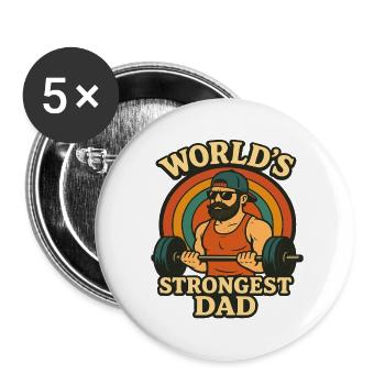 World's Strongest Dad Workout Training Gym - Buttons large 2.2''/56 mm (5-pack) - white - Front