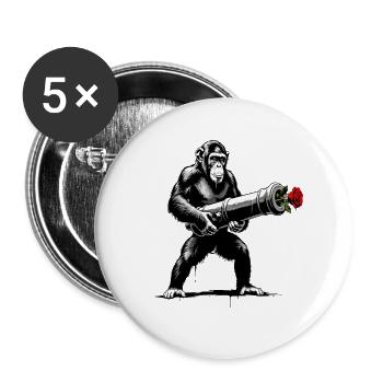 Peace Not War - Singe au rose - Lot de 5 grands badges (56 mm) - blanc - Devant