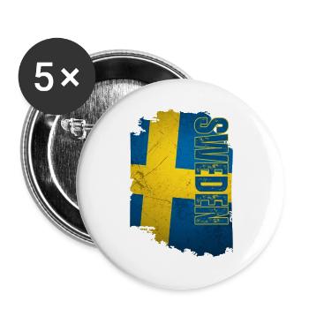Vertical Schweden Flagge, ich liebe Schweden - Buttons groß 56 mm (5er Pack) - Weiß - Vorne