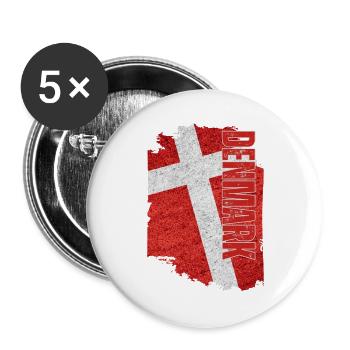 Vertical Denmark Flag, I Love Denmark - Buttons large 2.2''/56 mm (5-pack) - white - Front