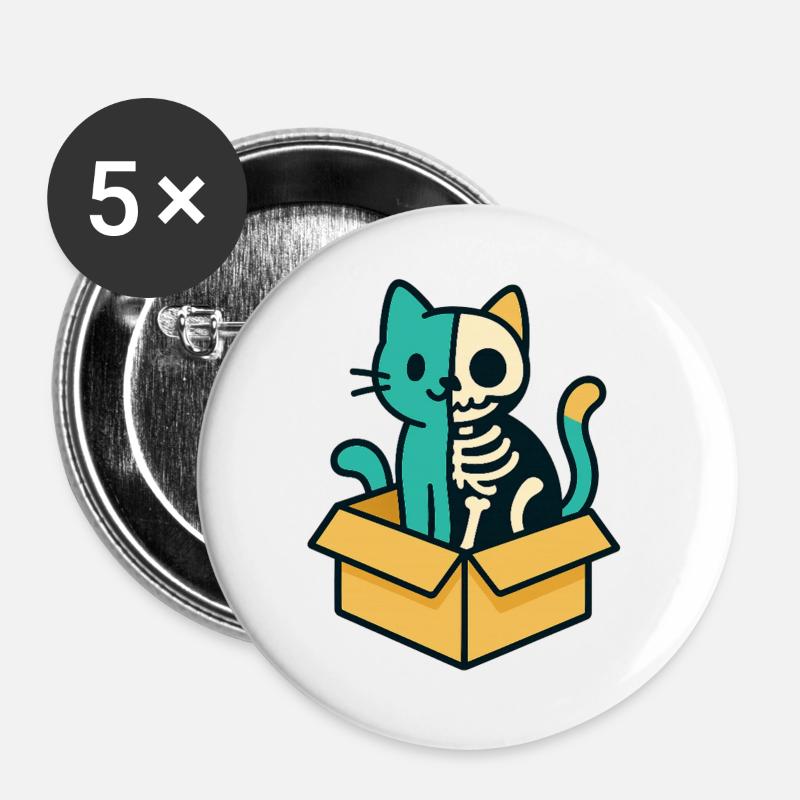 Schrödinger's Katze - Physik Design - Buttons groß 56 mm (5er Pack) - Weiß