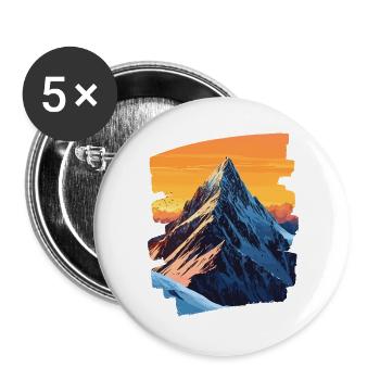 Mountains Climbing Climbers Hiking - Buttons large 2.2''/56 mm (5-pack) - white - Front