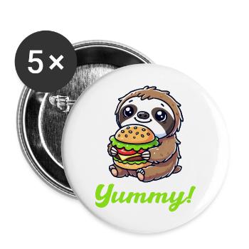 Burger de paresseux 1 - Lot de 5 grands badges (56 mm) - blanc - Devant