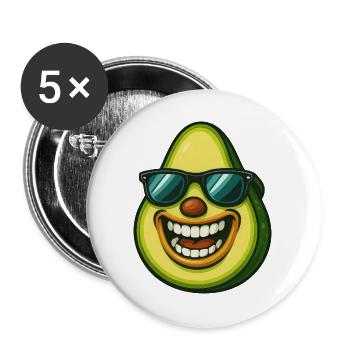 Cool avocado with sunglasses summer veggie fun - Buttons large 2.2''/56 mm (5-pack) - white - Front