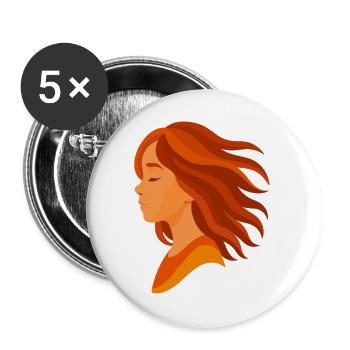 Portrait of a girl with red hair - Buttons large 2.2''/56 mm (5-pack) - white - Front