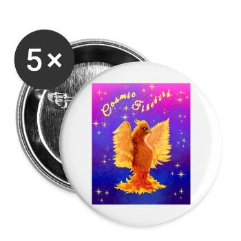 Ein orangefarbener kosmischer Cyber-Vogel - Buttons groß 56 mm (5er Pack) - Weiß - Vorne