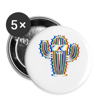 Glitch Cactus – Party & Fun Style - Buttons large 2.2''/56 mm (5-pack) - white - Front