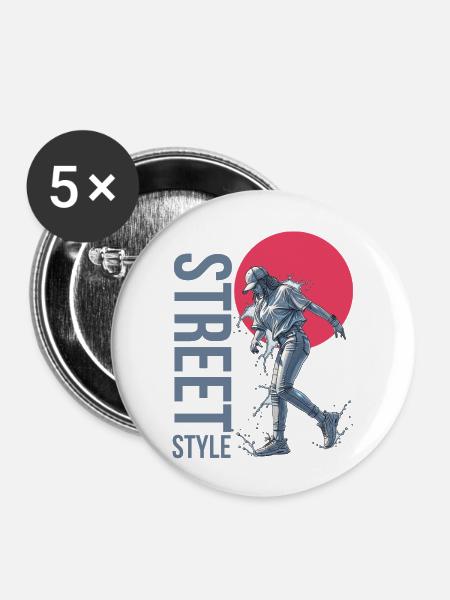 Straßentanz | Straßenstil - Buttons groß 56 mm (5er Pack) - Weiß