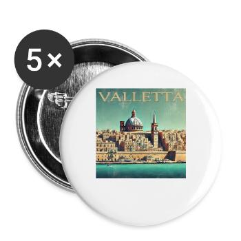 Retro Malta Valletta Hafenstadt Sonnenstrahlen - Buttons groß 56 mm (5er Pack) - Weiß - Vorne