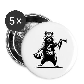 EAT THE RICH - Raccoon Sprayer Street Art - Buttons large 2.2''/56 mm (5-pack) - white - Front