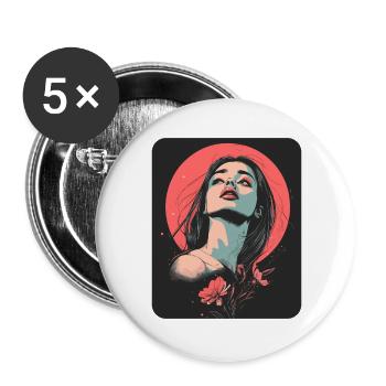 Woman Head Flowers International Women's Day Creative Abstract - Buttons large 2.2''/56 mm (5-pack) - white - Front