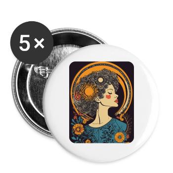 Woman Head Flowers International Women's Day Creative Abstract - Buttons large 2.2''/56 mm (5-pack) - white - Front