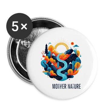 Dame Nature | Paysage coloré dans l’appartement - Lot de 5 grands badges (56 mm) - blanc - Devant