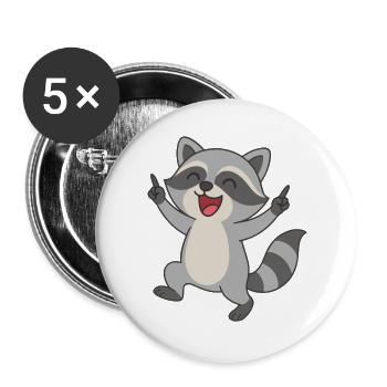 Party Raccoon - Buttons large 2.2''/56 mm (5-pack) - white - Front