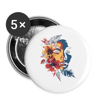 Woman Head Flowers International Women's Day Creative Abstract - Buttons large 2.2''/56 mm (5-pack) - white - Front