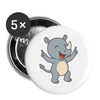 Enfant rhinocéros heureux - Lot de 5 grands badges (56 mm) - blanc - Devant